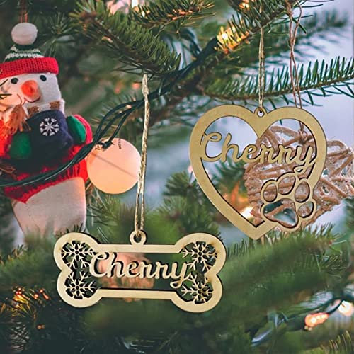 Personalisierte Knochen-Weihnachtsverzierung, benutzerdefinierte Holzverzierungen Weihnachten mit dem Namen Ihres Hundes, benutzerdefinierte Knochenverzierungen für den Weihnachtsbaum