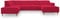 DOMO. collection Wohnlandschaft Jules FK, skandinavisches Sofa mit Federkern, Couch in U-Form mit Holzfüßen, 333 x 191 x 81 cm (BxTxH), Longchair rechts, rot