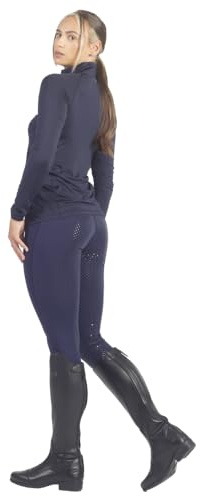 Astile Ladies Riding Tights with Phone Pockets Full SEAT Silicon Tights with Polka DOTS Pattern Riding Leggings Breeches