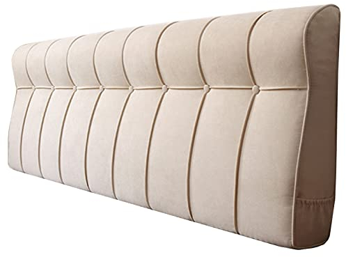 CHENGZ Bett Rückenlehne Lesekissen Kopfteil Kissen Baumwolle Und Leinen Doppelbett-Rückenkissen Wandkissen/Ohne Kopfteil, Schlafzimmer Sofa Rückenpolster,Beige-90x60x10cm