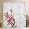 Rideaux de fenêtre à fleurs de cerisier pour chambre à coucher, rideaux en marbre blanc gris, rideaux occultants à fleurs rouges de 193 x 137 cm, rideaux de fenêtre de style japonais à thème botanique