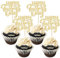 24 Stück Gold Glitzer Vatertag Cupcake Topper Happy Father's Day Best Dad Kuchendekorationen Geburtstag Party Super Dad Kuchen Dekorationen Topper Picks für Vatergeburtstag Party Zubehör