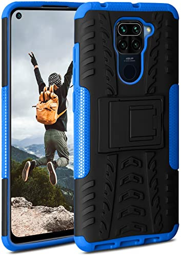 ONEFLOW Tank Case für Xiaomi Redmi Note 9 Hülle Outdoor, stabile Panzerhülle mit Kamera und Display Schutz, sichere Handyhülle, TPU Handy Schutzhülle mit Ständer, Blau Schwarz