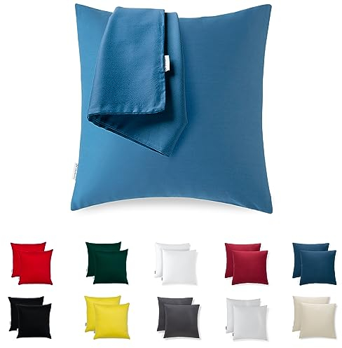 Kissenbezug 50x50 – Mikrofaser OEKO-TEX Zertifiziert – Blaue Marine – 2er Set Kissenbezüge für Kissen 50 x 50 Weich & Atmungsaktiv – Kissenhülle Hypoallergen und Waschbar mit Verdecktem Reißverschluss