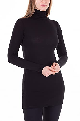 Mellice - Damen Longshirt Rollkragen Langarm Shirt Tunika - 050
