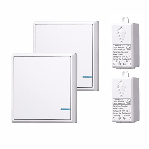 Lancoon Kit Receptor Inalámbrico De Interruptor De Luz, No WiFi No Requiere Cableado Para El Hogar Iluminación Interior Exterior Lámparas De Techo LEDs Ventiladores
