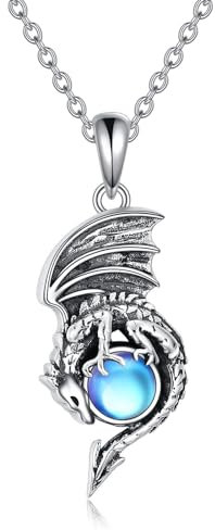 YFN Dragon Black Onyx Collier en argent sterling avec pendentif légendaire dragon chinois pour femmes et hommes, Argent sterling