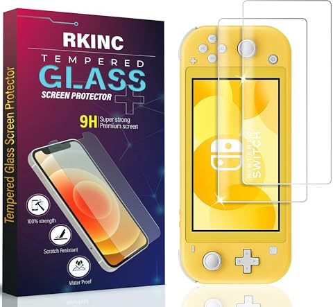 RKINC 2 Stück, Panzerglas Schutz Glas für Nintendo Switch lite, Panzer HD Displayschutzfolie, 0,33 mm kratzfest, splitterfrei, blasenfrei, lebenslangeGarantie