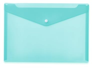 HERMA 20077 Dokumententasche A4 Transparent Türkis, kleiner Sichttaschen Umschlag mit Druckknopf, Briefumschlag aus Plastik für Schule, Uni, Büro, Reise