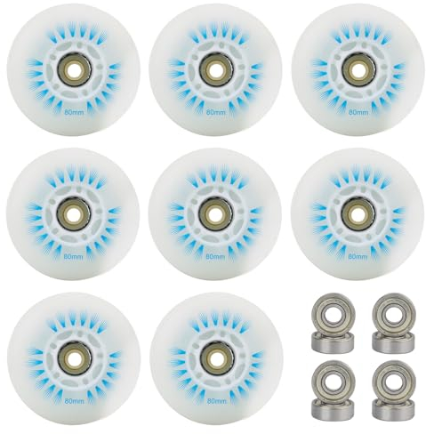 MEYAGOT 8 Stück Inline Skate Rollen, 76mm Inline Skate Wheels, Inline Rollschuh, Ersatz Inline Skate Rollen Skateboards Scooter Rollschuh-Skating-Räder Gepäckräder, Stützräder Für Scooter(Blau)