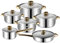 Casserole En Acier Inoxydable Lot 12pcs, Poignée Dorée Ergonomique Ensemble Multifonction Avec Poêle Friteuse Marmite Soupe 1.2L À 4.2L Compatible Toutes Plaques Cuisson