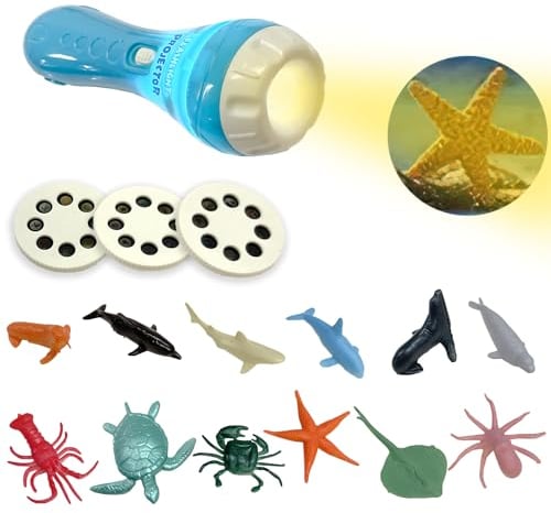 Xwin Kids Projector Flashlight with 24 Patterns Animals Torch Night Bedtime Light Gift Educational Learning Fun Toy for Boys and Girls