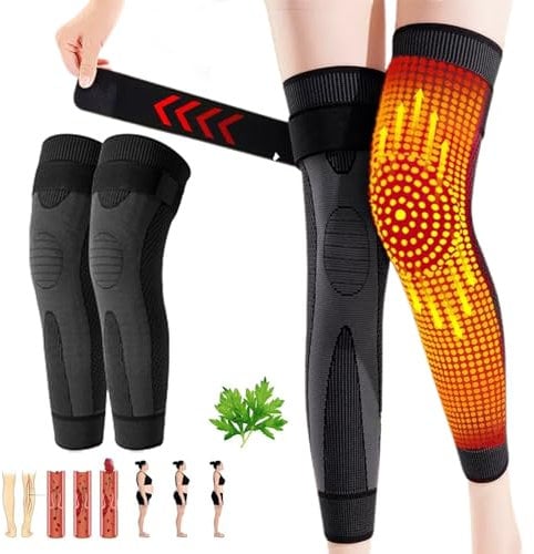 LOVEWLVNCL Radiofrequency Herbal Thermal Knee Support, Mugwort Tourmaline Acupressure Self-Heating Shaping Knee Sleeve, Mugwort Self Heating Knee Pads for Women and Men (Color : Black, Size : XXL)