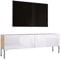 TV- Schrank in Wotan Eiche/Weiß Hochglanz mit Beinen in Chrom, A: B: 140 cm, H: 52 cm, T: 32 cm
