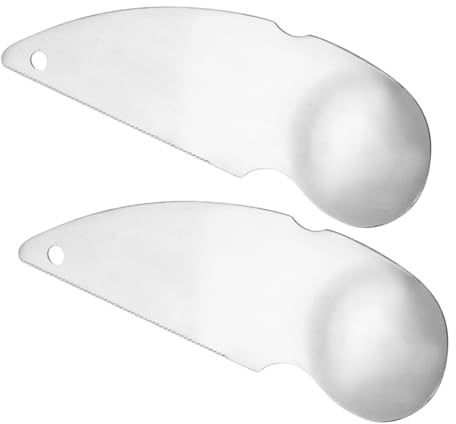 Cabilock 2 Piezas Cortador De Kiwi Aparato De Cocina Cuchara De Fruta Protector De Aguacate Pelador De Verduras Cortadora De Verduras Acero Inoxidable 304 Manual Cuchara De Excavación