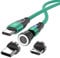 Magnetisches Ladekabel USB C auf USB Type C/Micro USB Magnetkabel PD 60W Schnellladung 1M/2M 540° Drehung 2-in-1 Magnet USB kabel für Android Micro USB Type C Smartphone Tablette Laptop(2m grün)