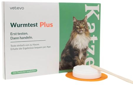 vetevo Wurmtest Katze Plus, Inkl. Giardien, Bandwürmer, Lungenwürmer Katze, Wurmtest für Katzen, Ergebnis in 24h, alle Katzen