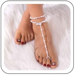 Wendalern Bracelet de cheville bohème pieds nus avec perles et fausses perles anneau d'orteil extensible chaîne de pied bracelet de cheville d'esclave de plage d'été bijoux de mariage pour femmes