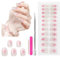 ZOCONE 22 Stück UV Gel Nagelfolie UV Rosa Weiße Glitzer UV Gel Strips Nail mit Nagelhautschieber Selbstklebend Nagelfolien Elegante Gelnägel zum Aufkleben Damen