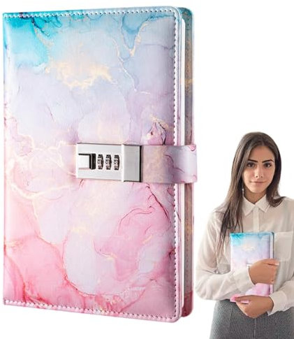 Tagebuch mit Schloss, Tagebuch mit Schloss für Damen und Herren,Lock Diary Journaling Notebooks - Elegante Tagebücher und Notizbücher mit PU-Ledereinband, Kindertagebücher für Kinder, Jungen und Mädch