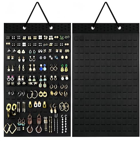 LTMMC Hanging Jewellery Organiser, Earring Storage Organiser, Pin Badge Display with 150 Slots, jewelry Stand for Hanging Earrings, Pins, Badges on Closets, Walls, Doors