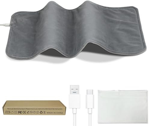 HOVCEH USB Heizkissen, Elektrische Heizdecke USB 5V, 30 x 60cm Tragebar USB Heizkissen, Elektrische Wärmekissen für Rücken Nacken Schulter und Krampflinderung, Waschbar