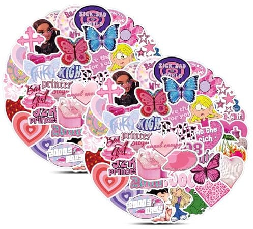Bettinay 120PCS Stickers for Kindle Cover, Pink Cute Stickers for Laptop Phone Water Bottle Skateboard Guitar Kids Teen Adult
