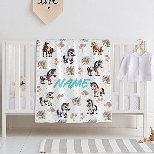 Individuelle Pferdedecke mit Namen, superweich, für Bett, Couch, Sofa, flauschig, warm, gemütlich, leicht, Geschenk, Freund, Erwachsene, Damen, Herren, Kollegen, 76,2 x 101,6 cm, für Baby/Haustiere