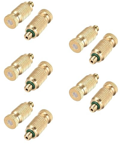 10 boquillas de latón para nebulización, boquilla de pulverización de alta presión de 0.3 mm, boquilla de sistema de nebulización antigoteo