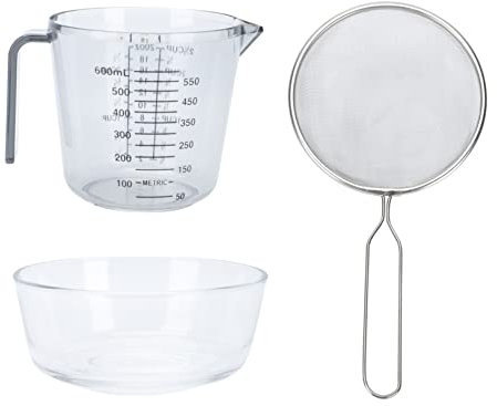 PHENOFICE 1satz Küchensieb Mit Mehl-sieb Multi- Messbecher Und Schüssel Frittieren Und Abseihen Spülmaschinenfest