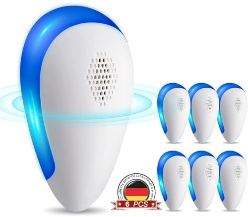 Répulsif Ultrason Anti Moustique, 6 PCS Professionnel et Efficace Appareil Ultrason Souris, Repulsif Souris et Rats Ultrason Puissant Souris Répulsif Intérieur pour Rongeurs,Moustiques,Fourmis