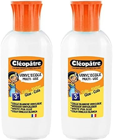 Cléopâtre - VI125X - Vinyl'Ecole - Flacon de Colle blanche vinylique avec Embout biberon 100 g (Lot de 2)