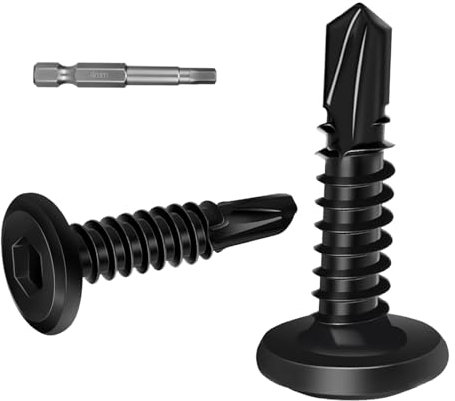 Dayalo Lot de 50 vis autotaraudeuses en acier inoxydable 5,5 x 25 mm Vis autoforeuses à tête plate à six pans creux Noir avec embout