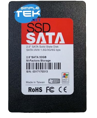 SIMPLETEK - Interne SSD 2,5 32 GB SATA III | Lesegeschwindigkeit bis zu 550 MB/s, Schreiben bis zu 465 MB/s | Ideal für Notebooks und Desktop-PCs (Generalüberholt)