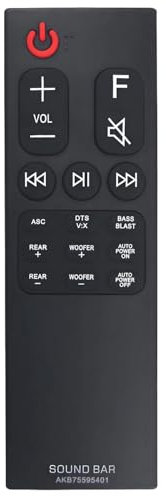 AKB75595401 - Mando a distancia de repuesto para barra de sonido LG S65S3-S SJ4R SPJ4B-W SPK8-S S78S1-S SKM5Y SPK5B-W SK5R SK5Y SPK5B-W SPK5BW SPJ4-S