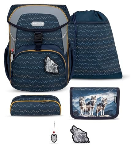 Belmil Maxi Schulranzen Set 5-teilig mit Brustgurt (405-83/AG/S) (Wolves)