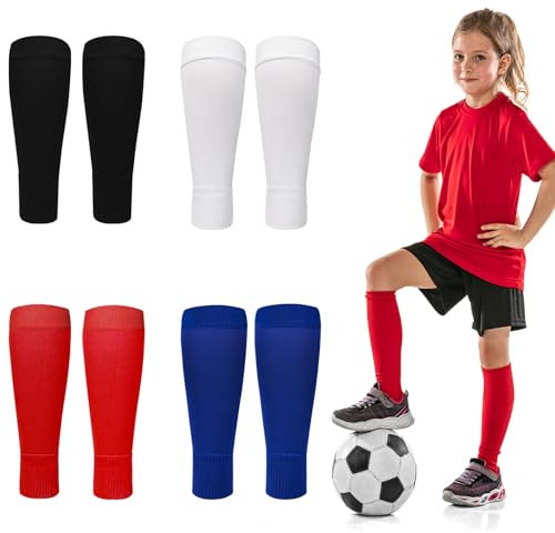 AYSYR 4 PCS Sock Sleeve Football for Boys & Girls(13-18 Years),Football Sock Sleeves Breathable,Grip Socks Soccer Easy to Change,Sleeve Socks Easy to Clean,Shin Pad Sleeves 4 Colours