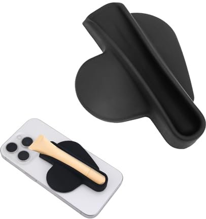 Black Silicone Lip Gloss Holder, Heart Shape Lip Gloss Phone Case Lipgloss Phone Case Holder Silky Lip Holder Adhesive Sleeve Lipstick Phone Holder for Android iPhone Smartphones