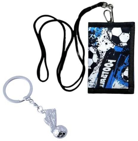 Porte Monnaie Enfant Garçon, Portefeuille Ado Garcon Football, Cadeaux de Football pour Garçons avec Porte-clés, Portefeuille Pliable pour Enfants