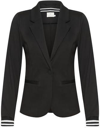 KAFFE Blazer Kinnie Damen Blazer Business Langarm Jacke Spotlich Elegant S, Black/Silver Lurex Stripe