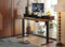 FEZIBO 120×67 cm Glass Height Adjustable Standing Desk with Digital Display,Three Memory Remote Control, Two Drawers, Storage Shelf, Black Frame & Black Walnut Tabletop