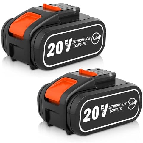 2 confezioni di batterie di ricambio da 5,0 Ah per Worx 20 V WA3553 agli ioni di litio, ricambio per Worx 20 V WA3551 W3553 WA3572 WX390 WX176 WX178 WU268 WX166.4 WX372.1 WX800 WG2 5 9E