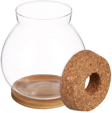 BUGUUYO Hydroponisches Aquarium aus Glas Fischglas Aquarium für Betta-Fische kleines Aquarium Fischterrarienbecken kleine Fischschale mit Deckel Fischschalen aus Glas Bambus Transparent