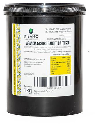1kg Arancia & Cedro Canditi a Cubetti. Frutta Italiana Naturale al 100%. Senza Coloranti, Senza Additivi, Senza Solfiti. In vasetto richiudibile da 1000 grammi. Perfetto per la Colomba di Pasqua.