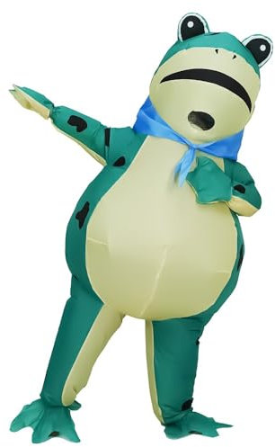Rafalacy Inflatable Frog Costume for Adult Funny Blow up Frog Costume Halloween Party Animal Cosplay Costume (Green)