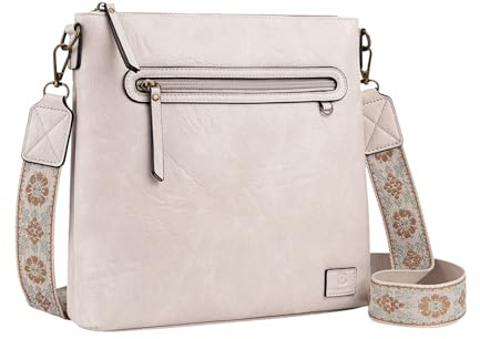 Pomelo Best Umhängetasche Damen Mittelgroß mit RFID Kartenfächern und breitem verstellbarem Gurt, Vegan Leder Handtasche Damen klein, Crossbody Bags Reisetasche für Frauen