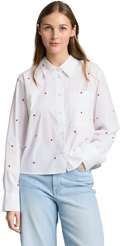 TOM TAILOR Denim Damen Poplinhemd mit Stickerei