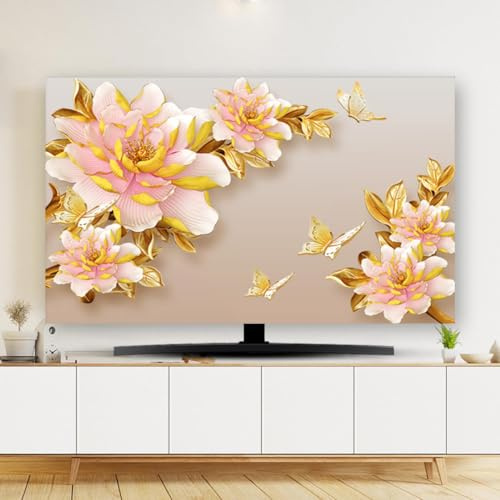 HSTANGKY TV-Staubschutzhülle Für Den Innenbereich TV Bildschirmhülle LCD LED TV-Staubschutztuch Staubdichter TV Stoff Künstlerische Wohnzimmer Schlafzimmer Dekoration-flower4||45-48inch