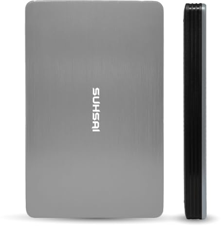 SUHSAI External Hard Drive 500GB USB 3.0 Lightweight Data Backup & Storage Plug And Play Harddisk Portable Gaming Harddrive Memory Extended Hdd For Games Laptop PC Mac Desktop (Silver)