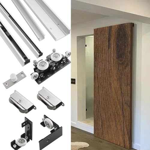 Minglez SchiebetüR Bausatz Unsichtbares Schiebetür-Set, 90 107 122 137 152 170 cmm, Schienenloses Ghost Barn Door mit Soft-Close-Funktion, Verdeckte Schiebetürbeschläge(3.1ft/94cm)